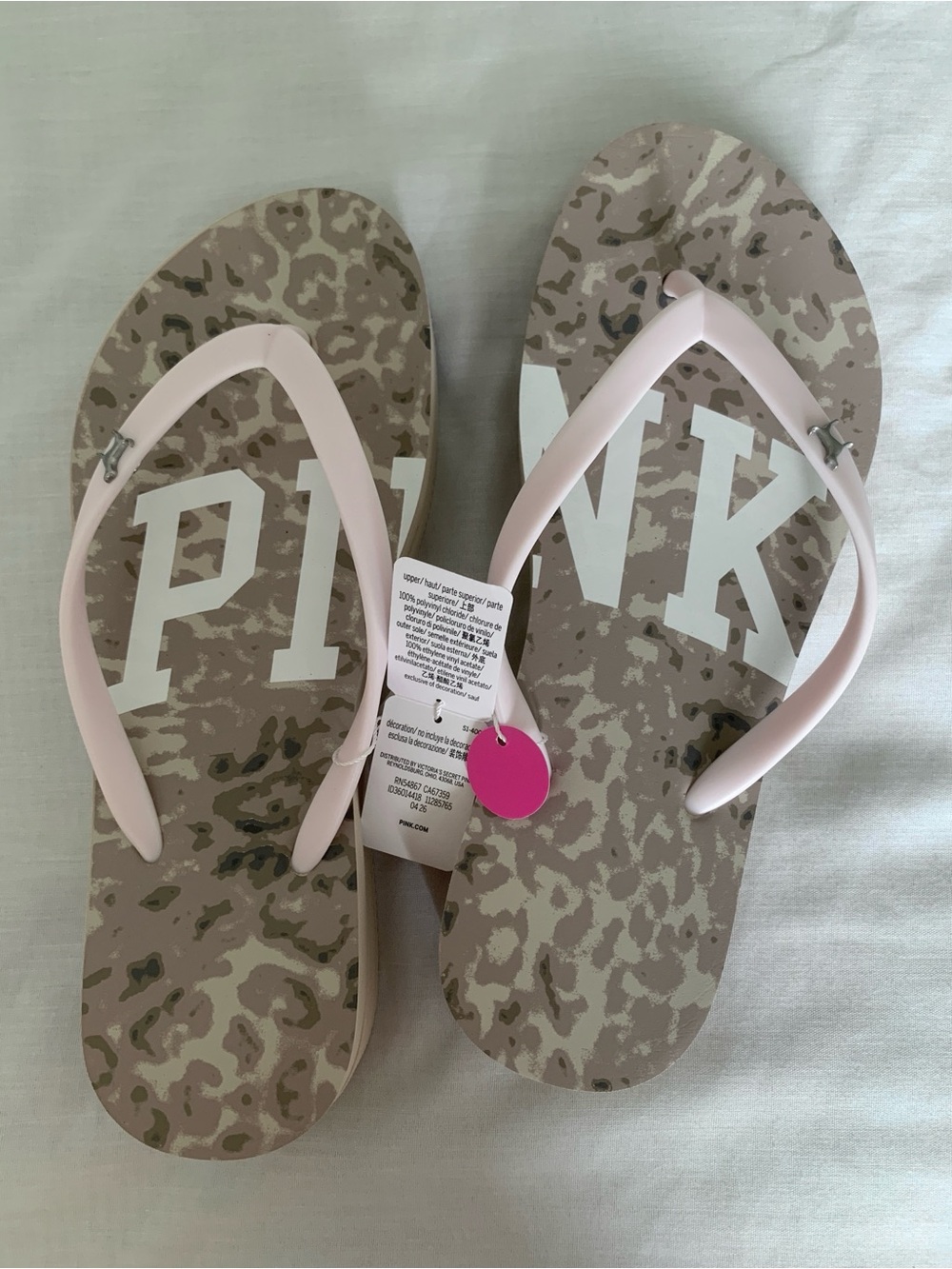 PINK Victoria's Secret Platform Flip Flops Leo Haze Size 8 NWT